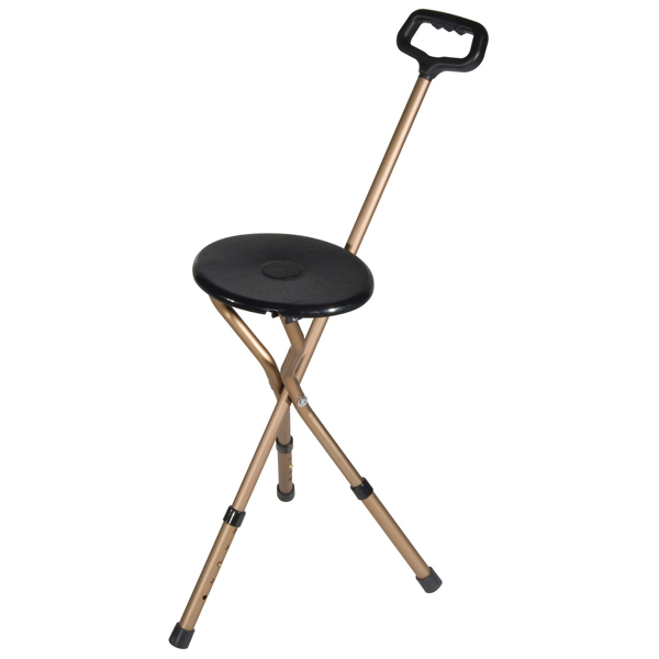 Folding Lightweight Cane Seat - Gold - Click Image to Close